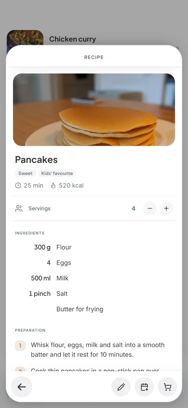 Pancakes recipe with photo, 25 min, 520 kcal, 4 servings, ingredients and preparation