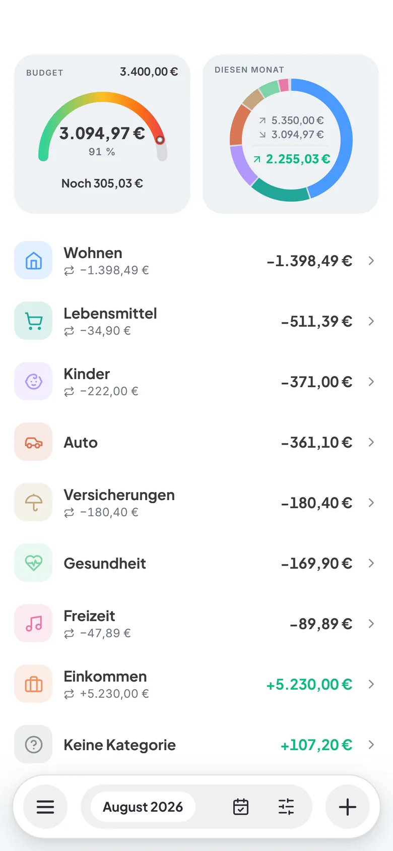 Famino: Haushaltsbuch