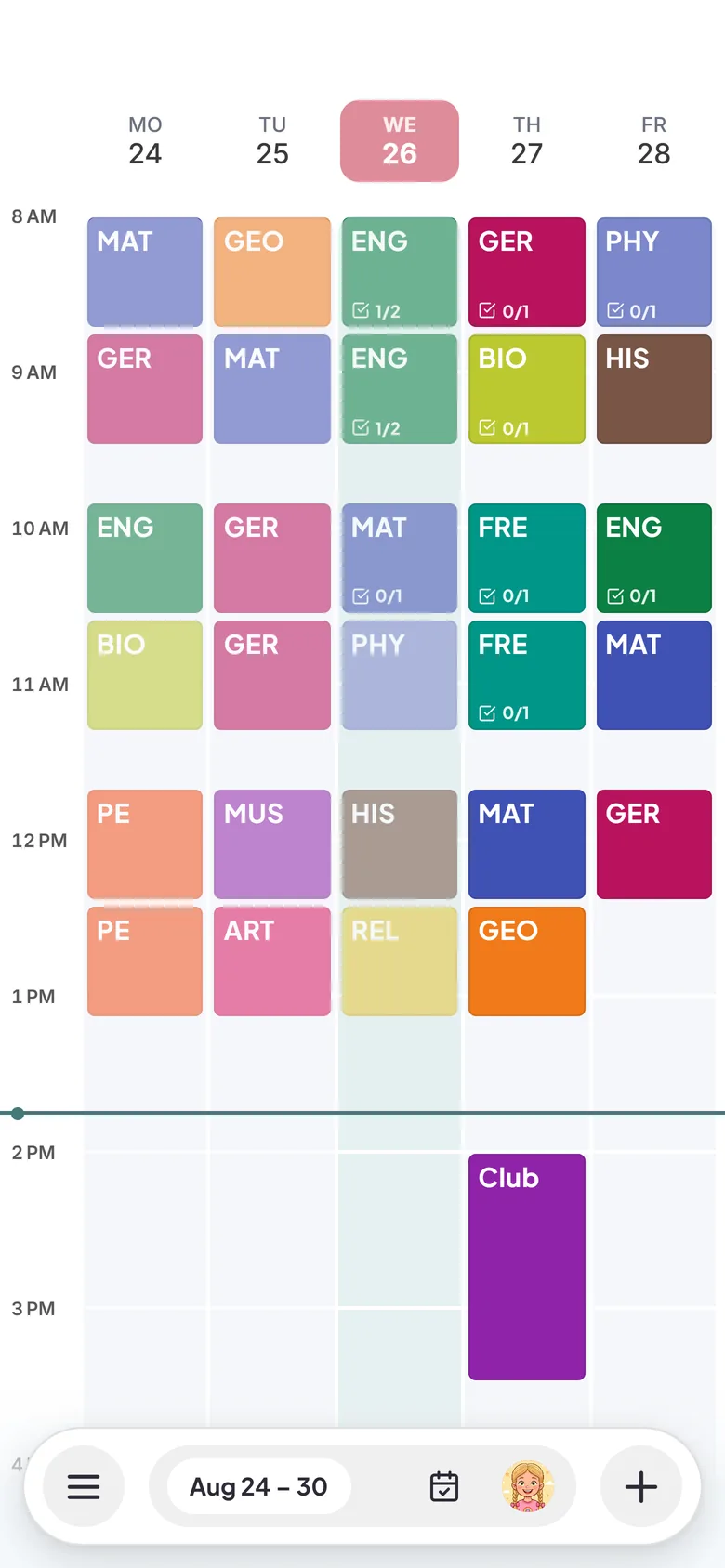 Famino: Class schedule